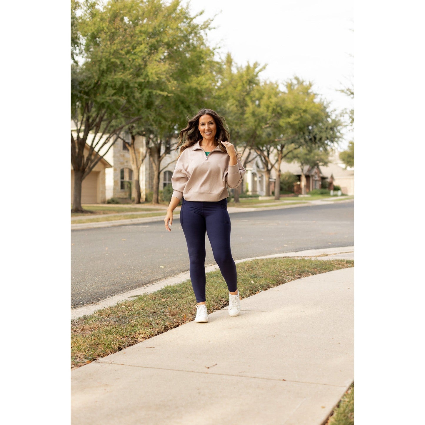 Ready to Ship | The Nadia - NAVY Crossover Full Length Leggings with Pockets