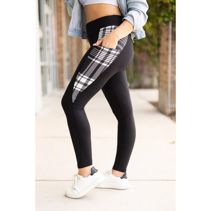 Ready to Ship | The Gabby - Black And White Plaid Panel Leggings