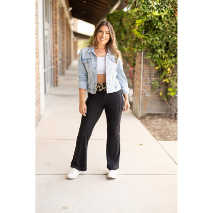 Buttery soft leopard bootcut leggings with fold over waist