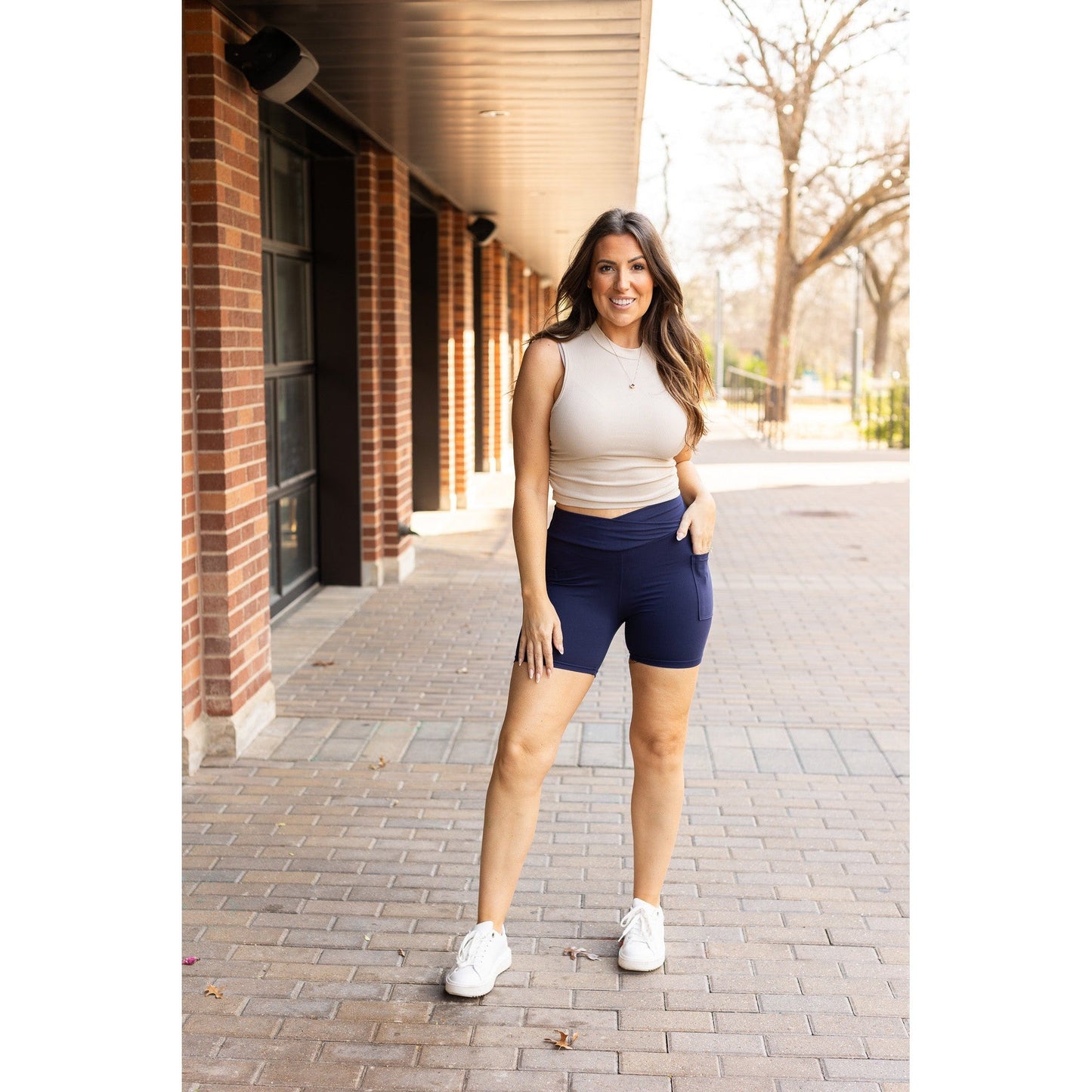 Ready to Ship | The Abby - NAVY Crossover Biker 5" Shorts  R2 - Luxe Leggings by Julia Rose®