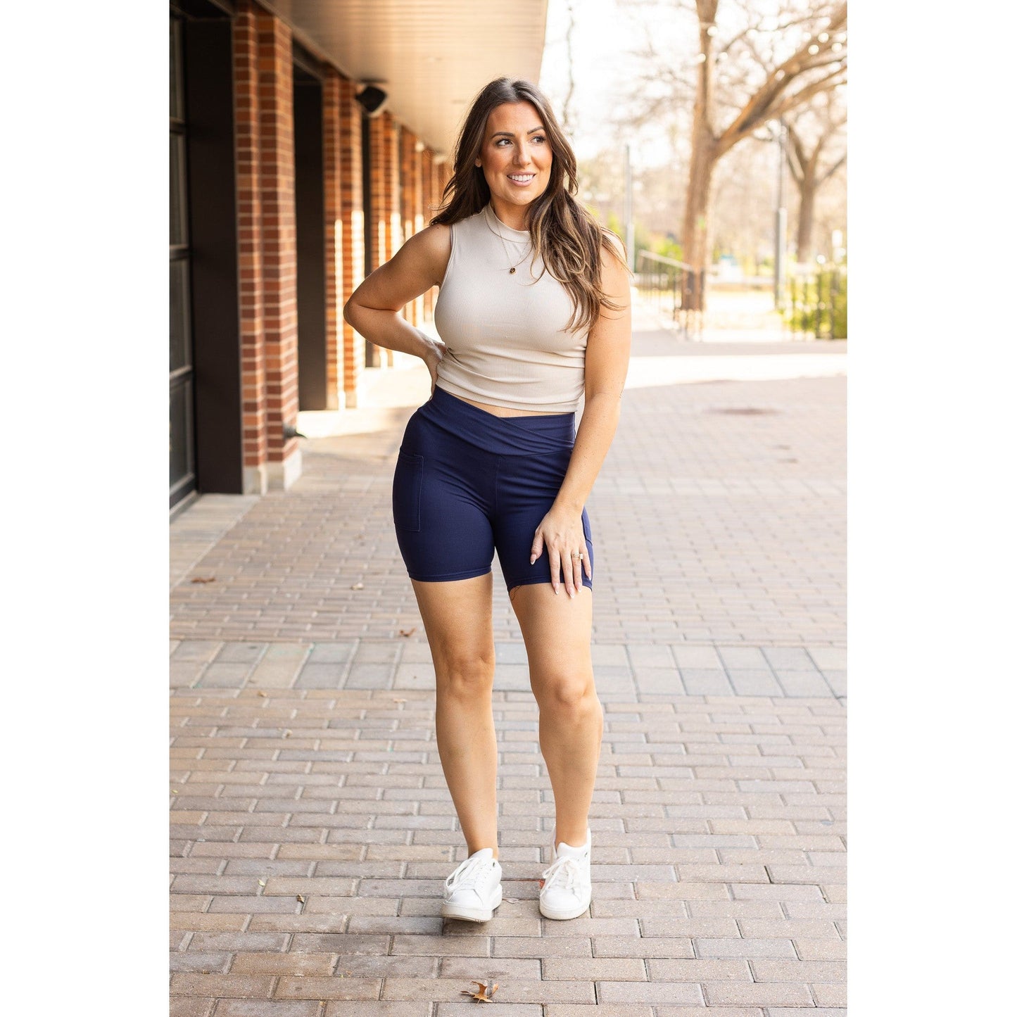 Ready to Ship | The Abby - NAVY Crossover Biker 5" Shorts  R2 - Luxe Leggings by Julia Rose®