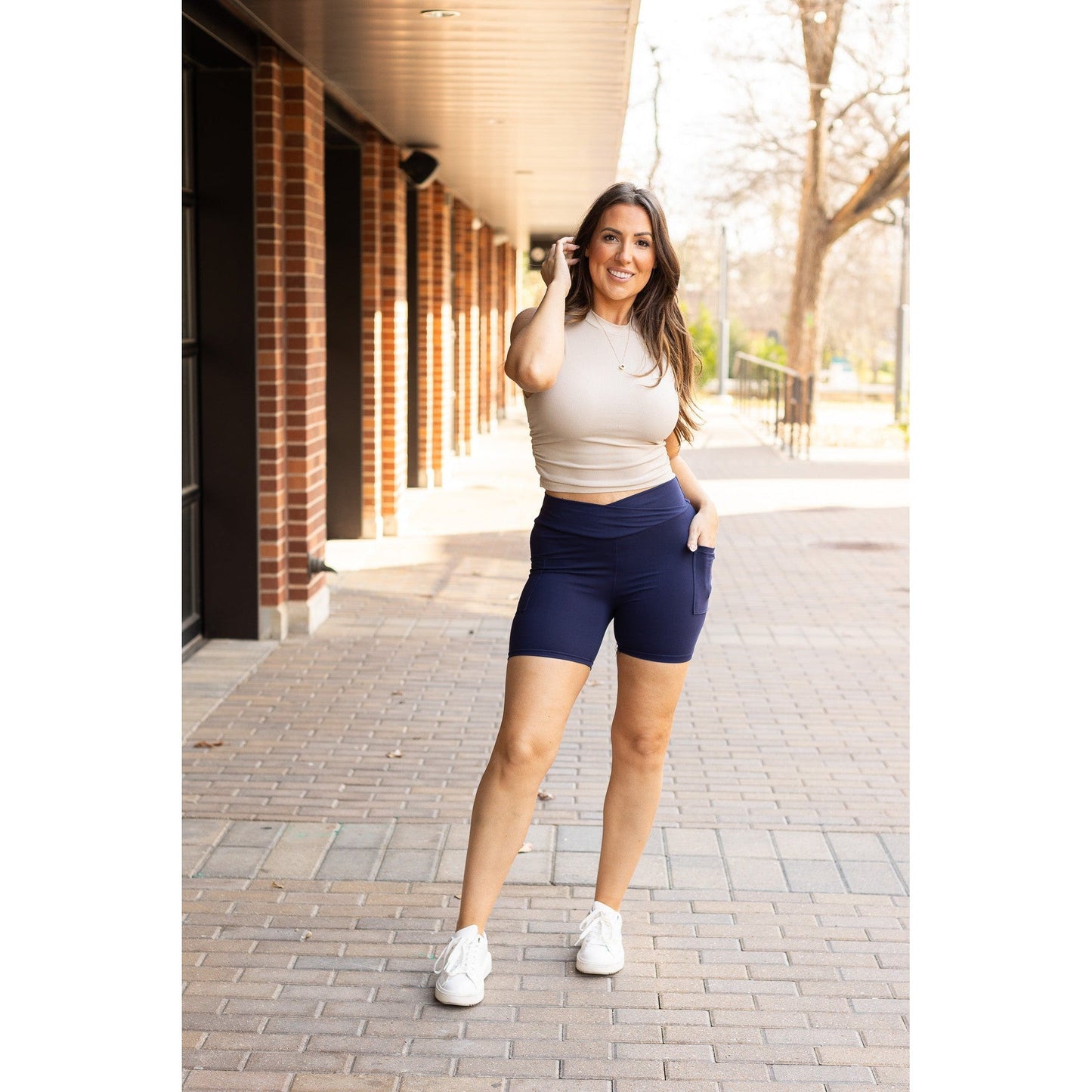 Ready to Ship | The Abby - NAVY Crossover Biker 5" Shorts  R2 - Luxe Leggings by Julia Rose®