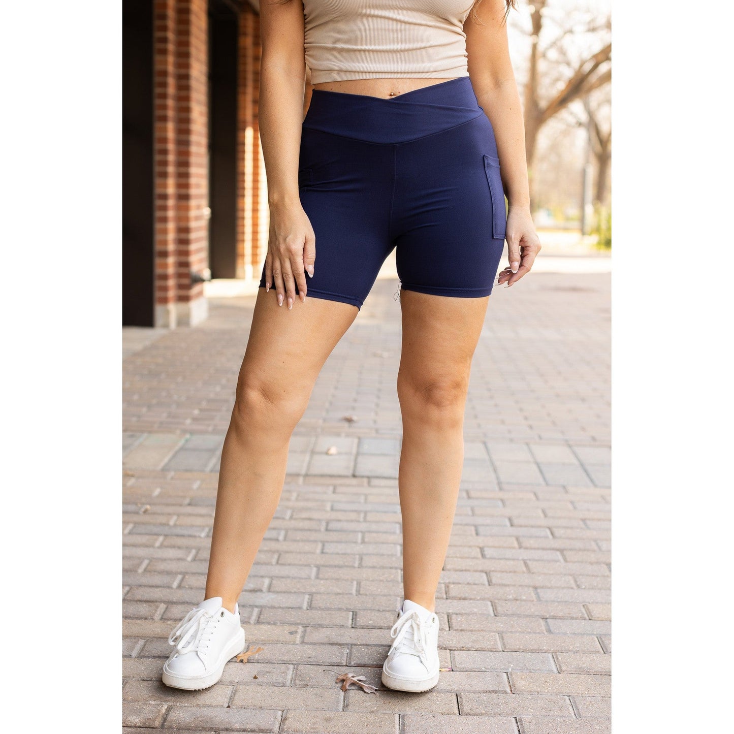 Ready to Ship | The Abby - NAVY Crossover Biker 5" Shorts  R2 - Luxe Leggings by Julia Rose®