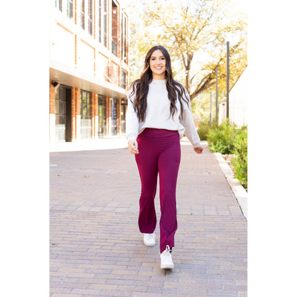 Ready to Ship  | The Maeve -  MAROON Bootcut Leggings with Pockets