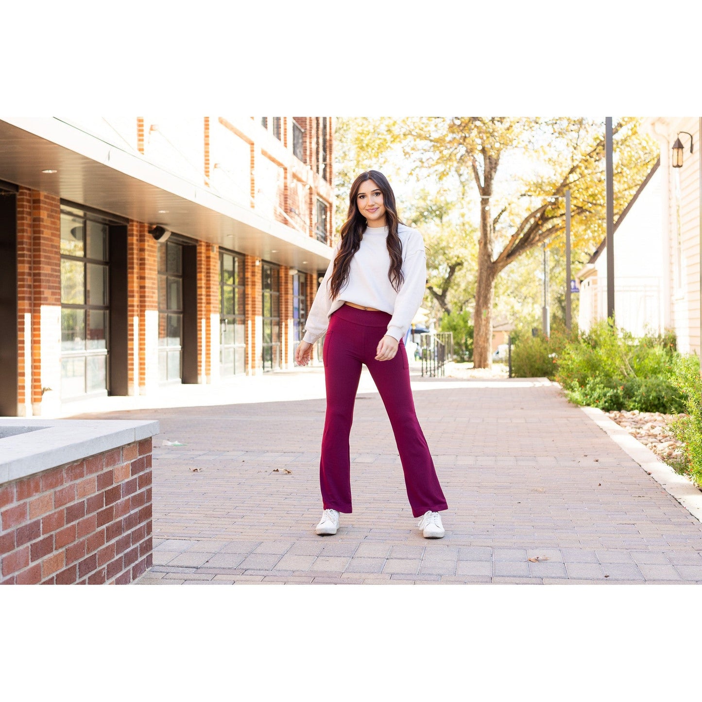 Ready to Ship  | The Maeve -  MAROON Bootcut Leggings with Pockets