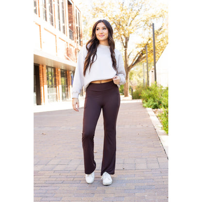 Ready to Ship | The Rhea - BROWN Bootcut Leggings with Pockets