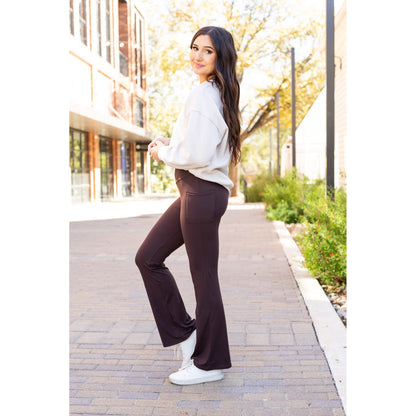 Ready to Ship | The Rhea - BROWN Bootcut Leggings with Pockets