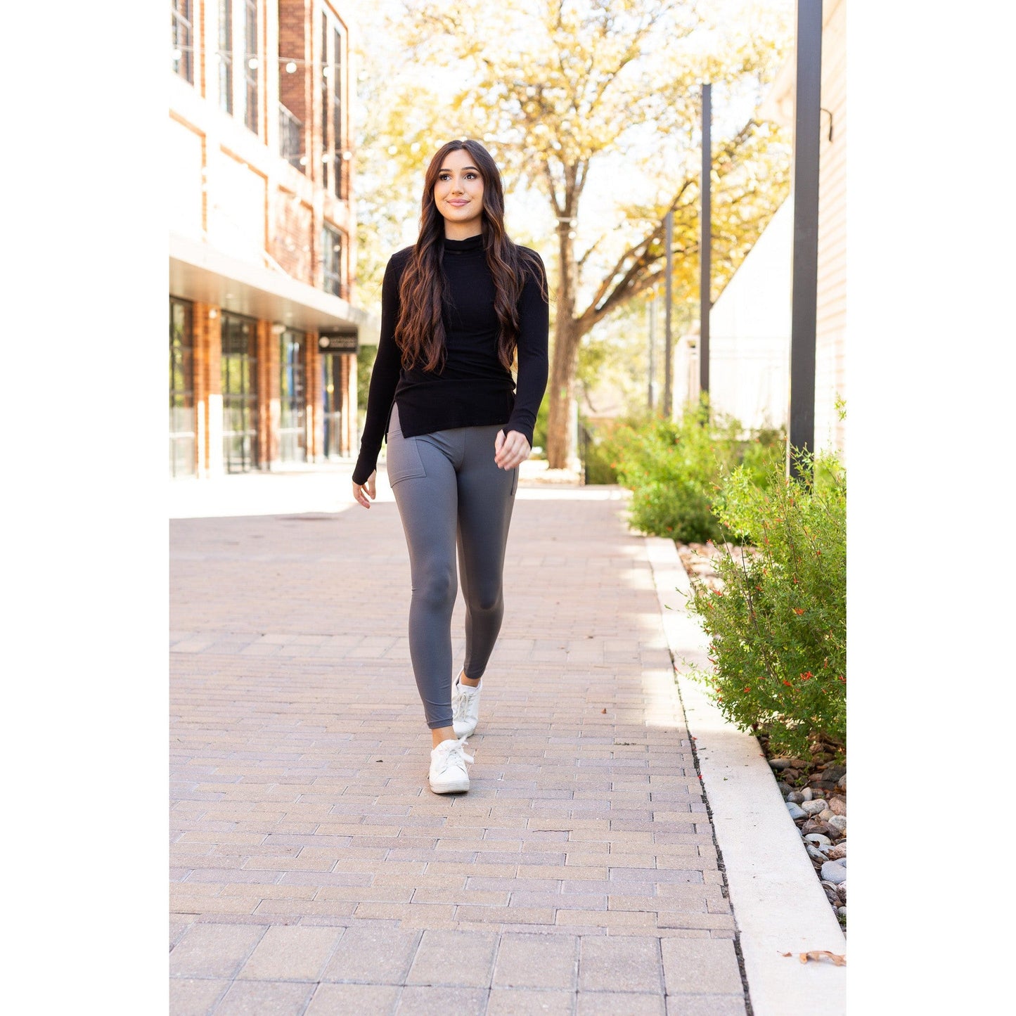 Ready to Ship | The Caitlin - CHARCOAL Crossover Full Length Leggings with Pockets