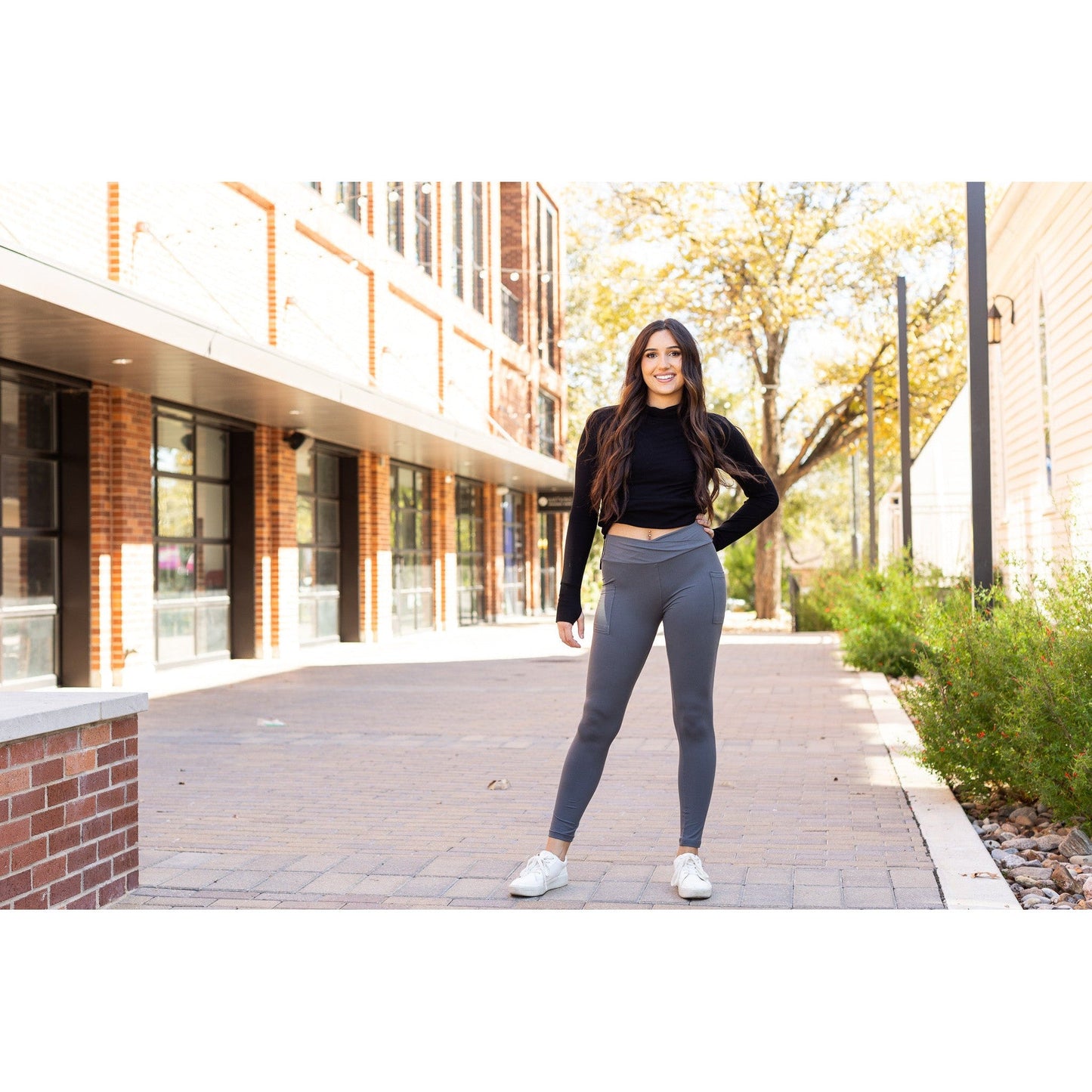 Ready to Ship | The Caitlin - CHARCOAL Crossover Full Length Leggings with Pockets