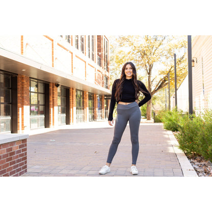 Ready to Ship | The Caitlin - CHARCOAL Crossover Full Length Leggings with Pockets
