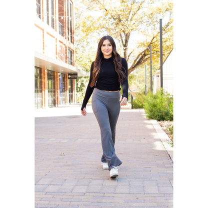 Ready to Ship | The Cassie - 30  CHARCOAL Bootcut Leggings with Pockets
