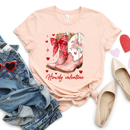 Howdy Valentine Boots Graphic Tee