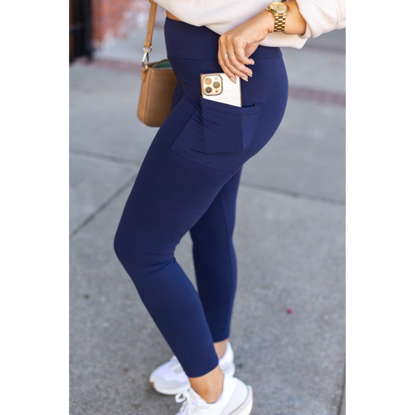 Ready to Ship | The Nyla - Navy Full-Length with Pocket Leggings