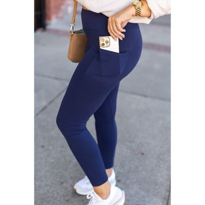 Ready to Ship | The Nyla - Navy Full-Length with Pocket Leggings