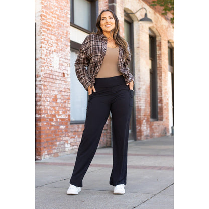 Ready to Ship | The Brooke - Black Wide Leg Full-Length with Pockets - Luxe Leggings by Julia Rose®