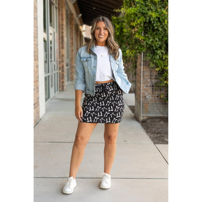 The Millie: White Bow Jogger Skirt
