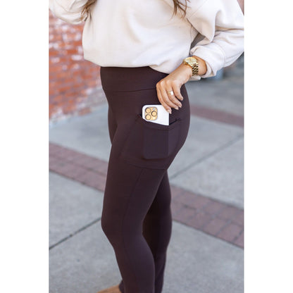 Ready to Ship | The Brandy - Brown Flare Leggings WITH POCKETS*