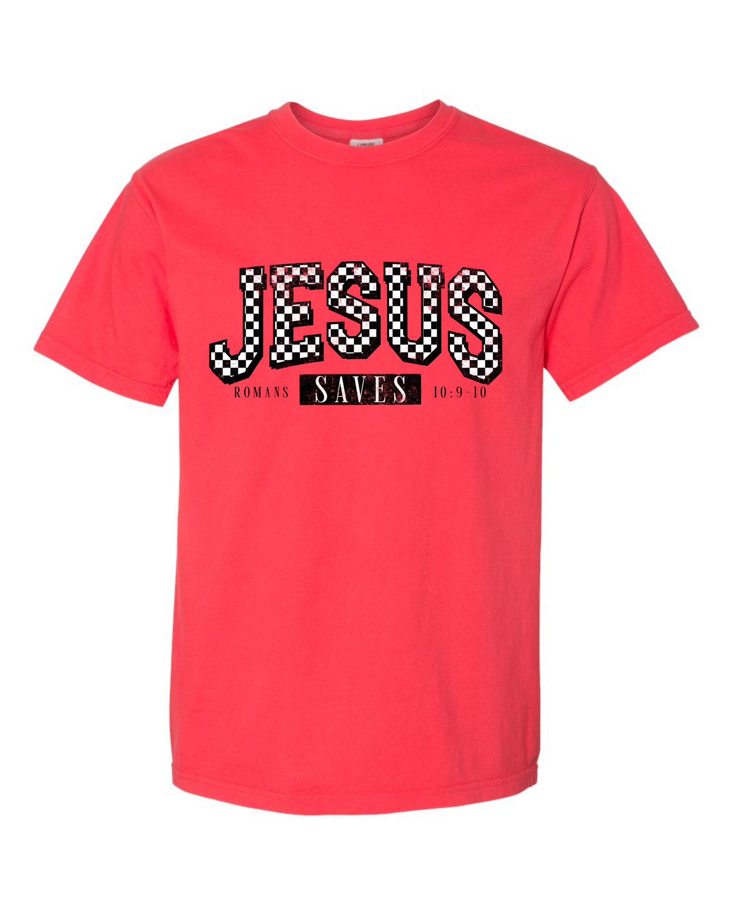 Checkered Jesus Saves Graphic Tee