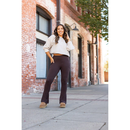 Ready to Ship | The Brandy - Brown Flare Leggings WITH POCKETS*