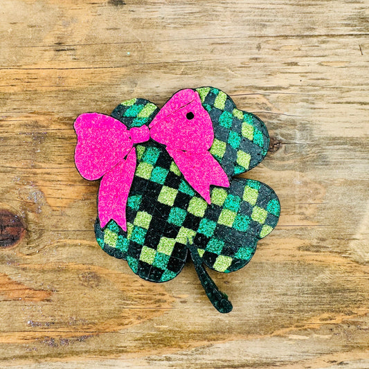 St. Patricks Day Disco Clover with Bow Car Freshie