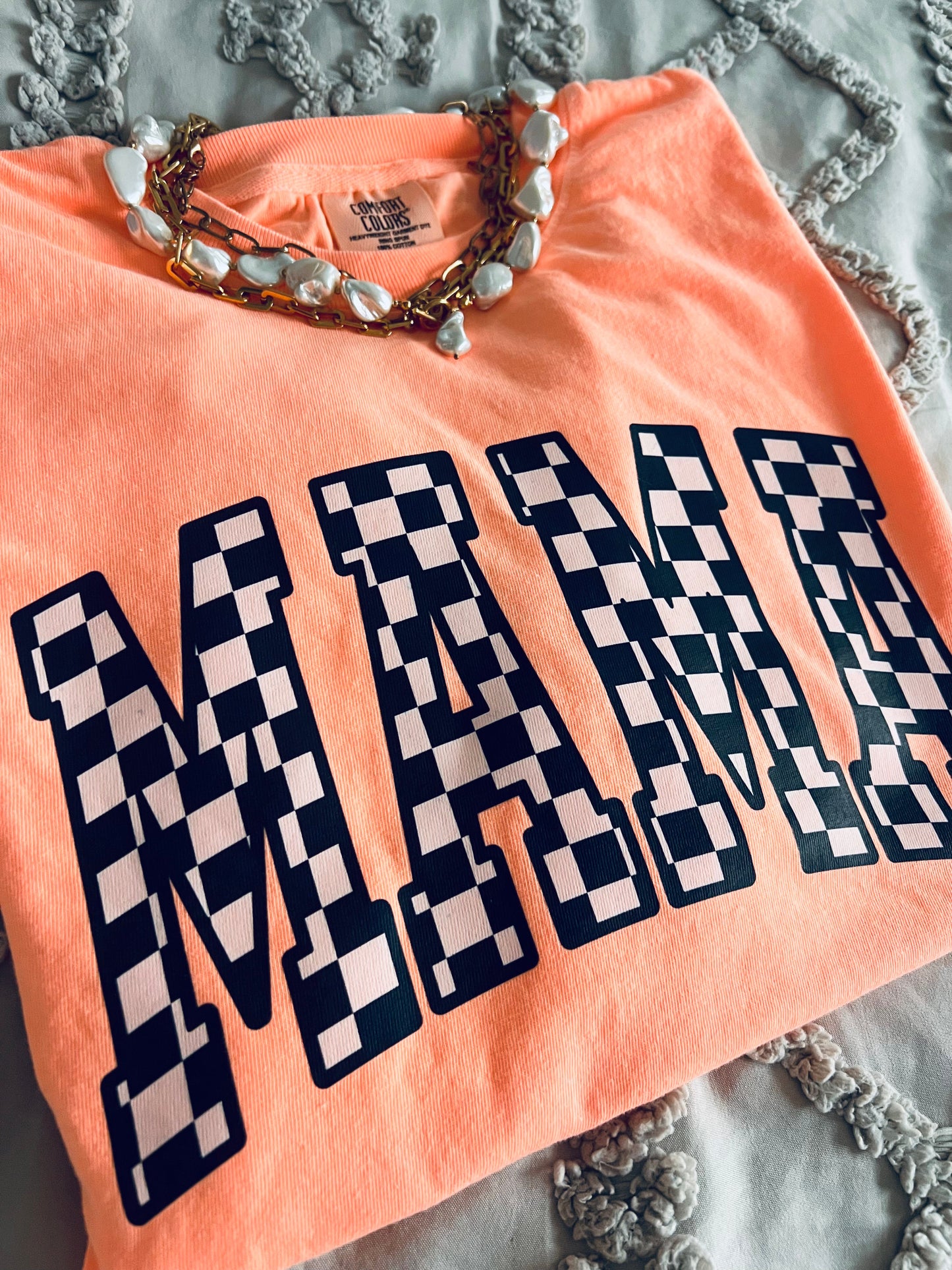 Neon Checkered Mama Graphic Tee