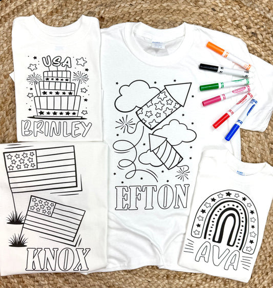 Coloring USA Graphic Tees Toddler//Youth