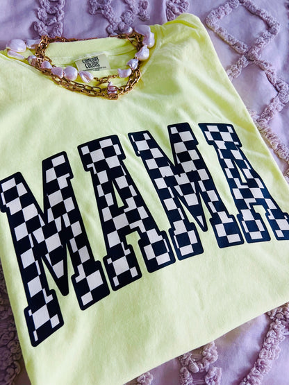 Neon Checkered Mama Graphic Tee