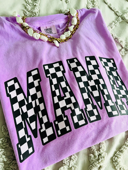 Neon Checkered Mama Graphic Tee