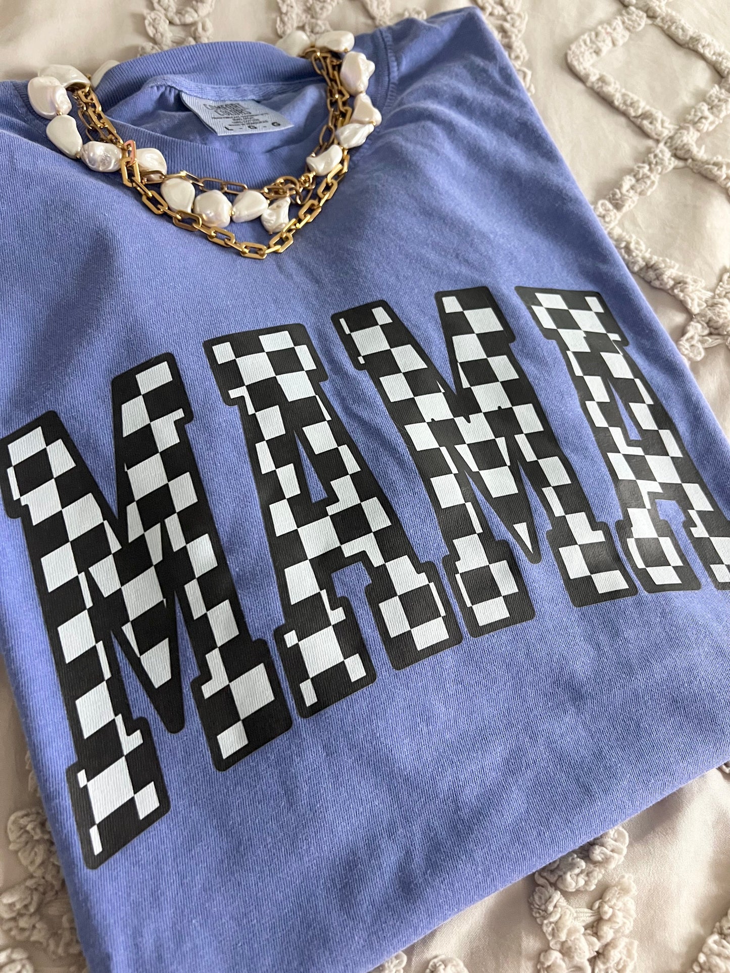 Neon Checkered Mama Graphic Tee