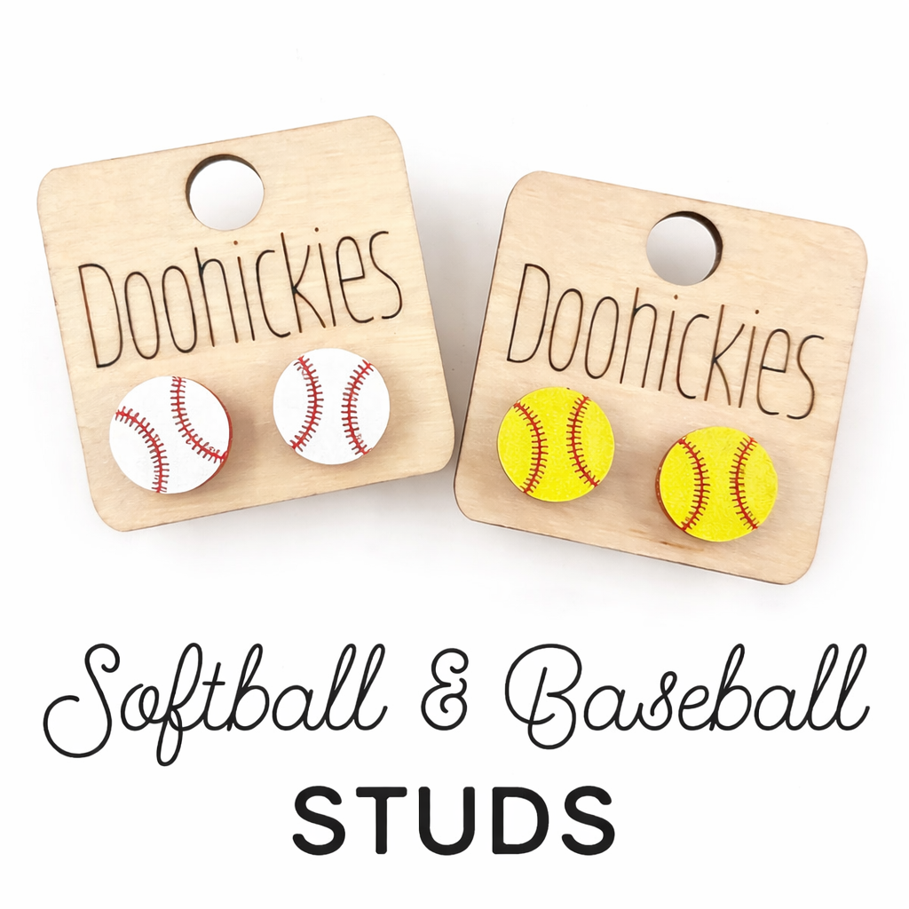 12mm Baseball & Softball Studs - Sports Earrings