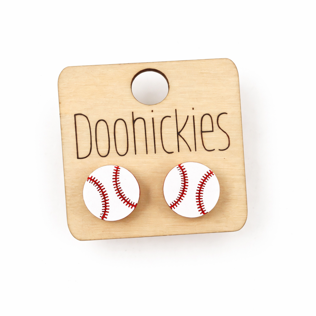 12mm Baseball & Softball Studs - Sports Earrings