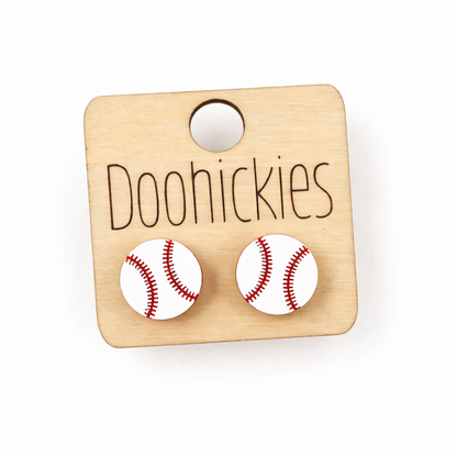 12mm Baseball & Softball Studs - Sports Earrings