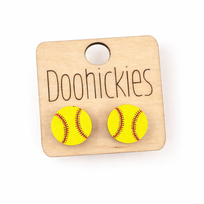 12mm Baseball & Softball Studs - Sports Earrings