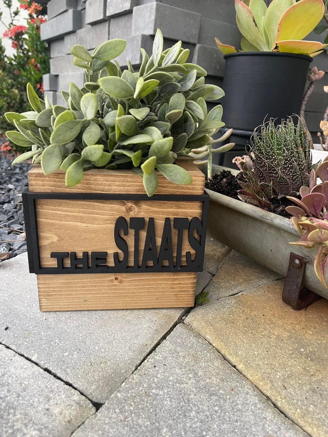 Personalized Planter (With Faux Plant)