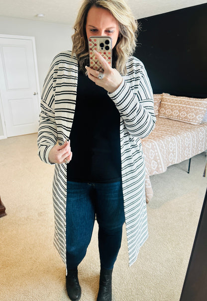 Black Stripe Cardigan