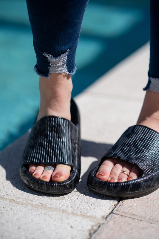 Summa Slides in Black Leopard