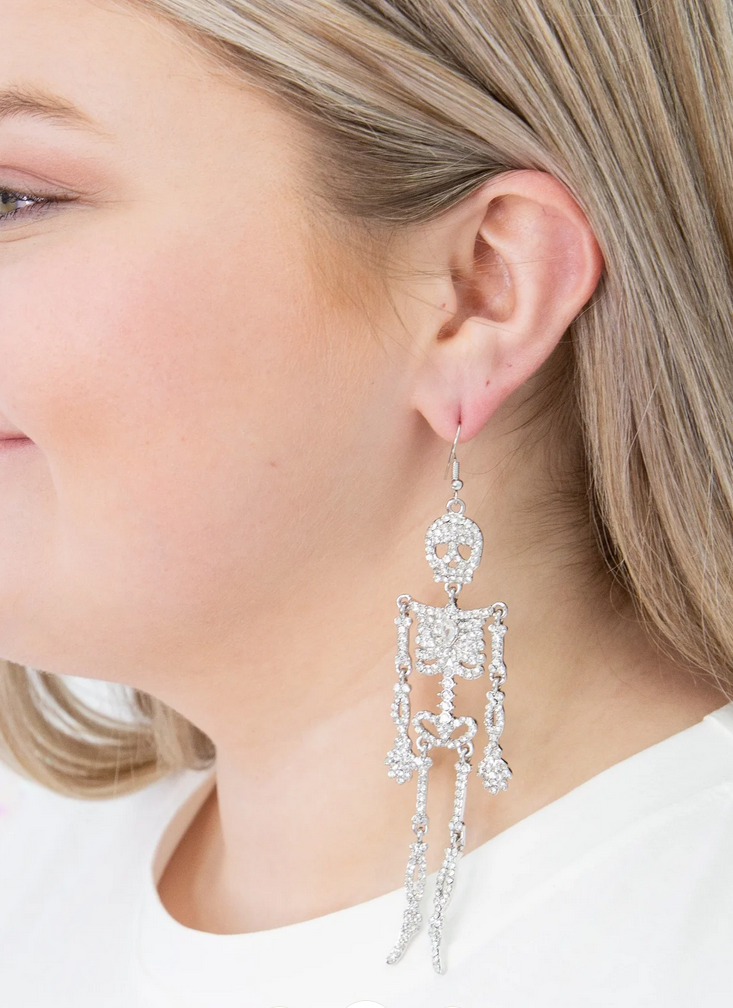 Rhinestone Skeleton Dangle Earrings