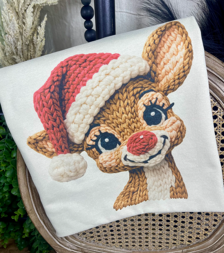 Faux Crochet Reindeer Tee