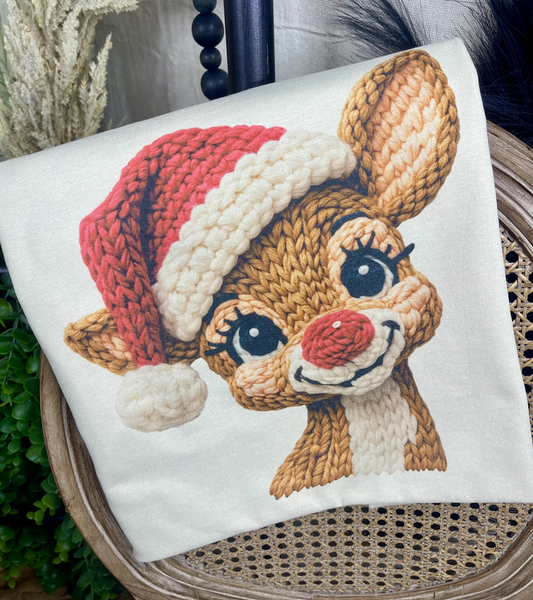 Faux Crochet Reindeer Tee