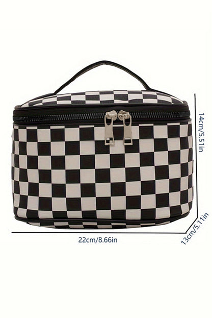 Black Checkered Makeup Bag