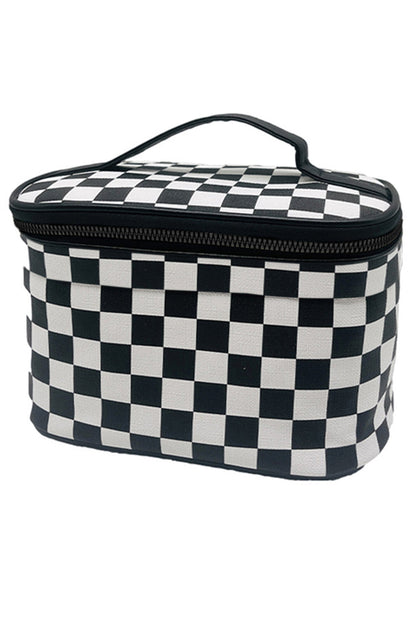 Black Checkered Makeup Bag