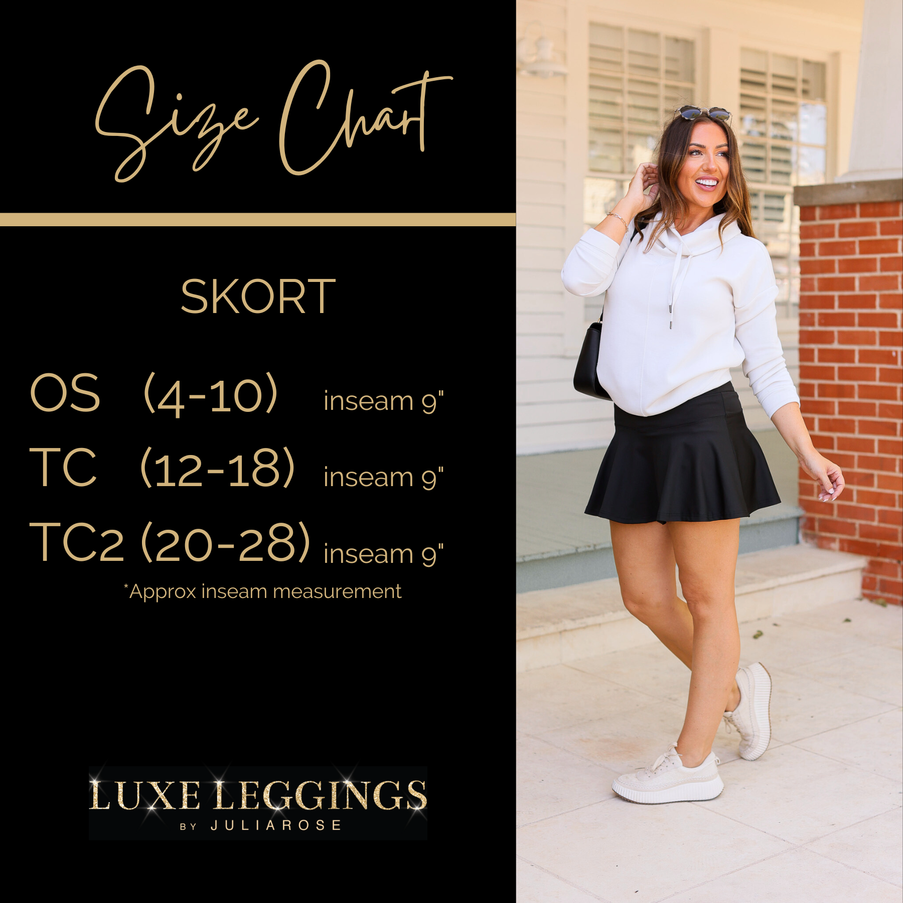 Stretchy brown Julia Rose skort styled for casual wear